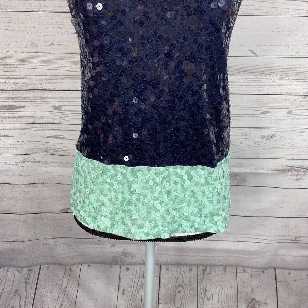 J. Crew Sequin Tank Top Size Xs Colorblock Navy B… - image 3